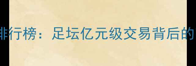 图片 全球天价转会费球员排行榜：足坛亿元级交易背后的商业逻辑与市场趋势1