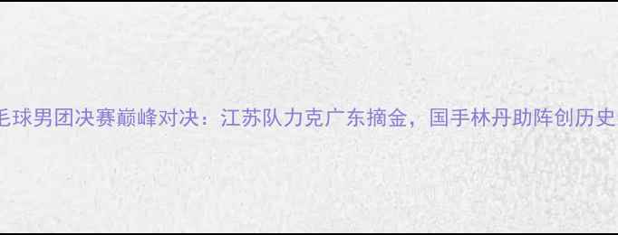 图片 全运会羽毛球男团决赛巅峰对决：江苏队力克广东摘金，国手林丹助阵创历史最佳战绩2