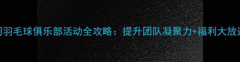 图片 公司羽毛球俱乐部活动全攻略：提升团队凝聚力+福利大放送！