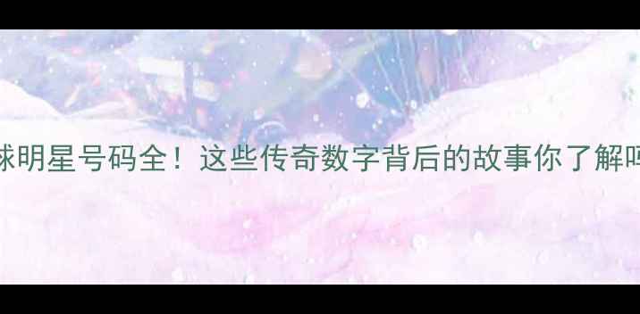 图片 冰球明星号码全！这些传奇数字背后的故事你了解吗？