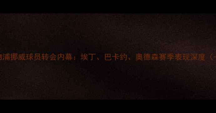 图片 利物浦挪威球员转会内幕：埃丁、巴卡约、奥德森赛季表现深度（-）1