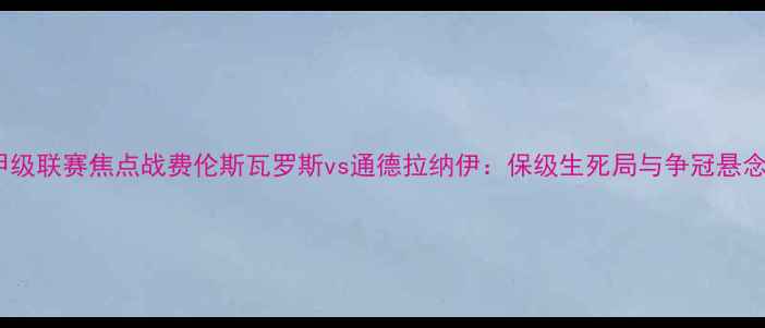 图片 匈牙利甲级联赛焦点战费伦斯瓦罗斯vs通德拉纳伊：保级生死局与争冠悬念的碰撞1