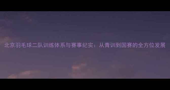 图片 北京羽毛球二队训练体系与赛事纪实：从青训到国赛的全方位发展