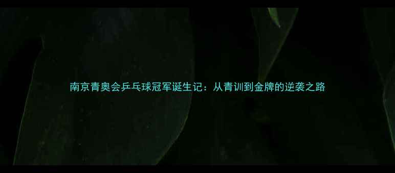 图片 南京青奥会乒乓球冠军诞生记：从青训到金牌的逆袭之路