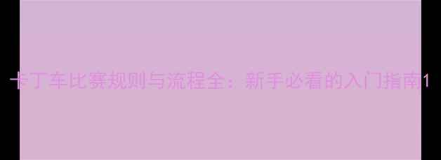 图片 卡丁车比赛规则与流程全：新手必看的入门指南1