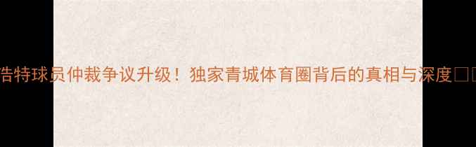 图片 呼和浩特球员仲裁争议升级！独家青城体育圈背后的真相与深度🏆⚖️1