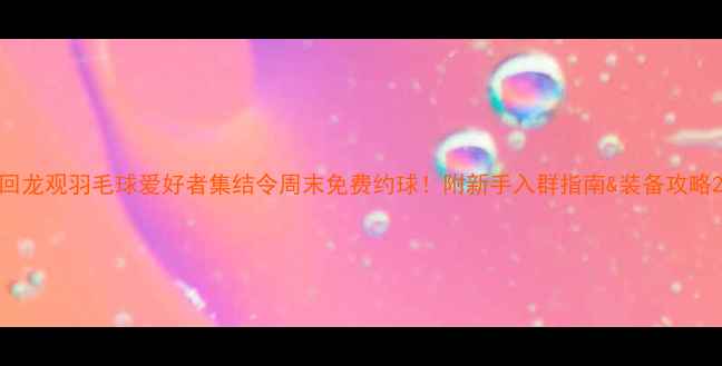 图片 回龙观羽毛球爱好者集结令周末免费约球！附新手入群指南&装备攻略2