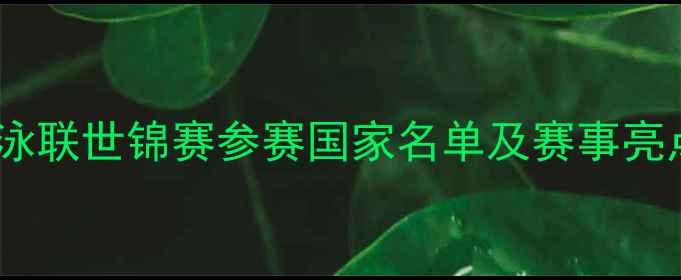 图片 国际泳联世锦赛参赛国家名单及赛事亮点全1