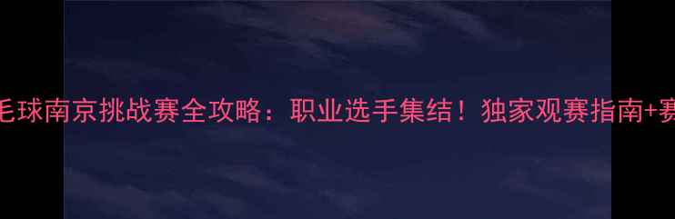 图片 国际羽毛球南京挑战赛全攻略：职业选手集结！独家观赛指南+赛事看点