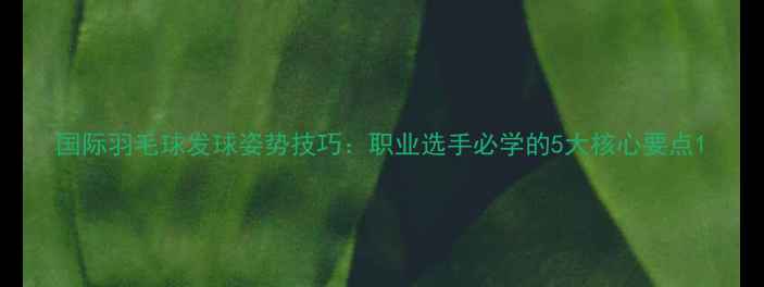 图片 国际羽毛球发球姿势技巧：职业选手必学的5大核心要点1
