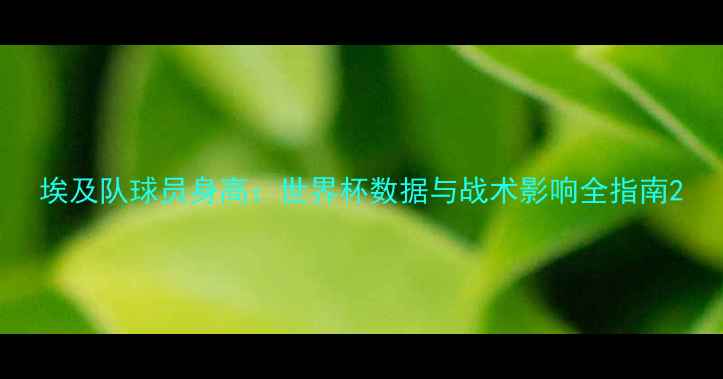 图片 埃及队球员身高：世界杯数据与战术影响全指南2