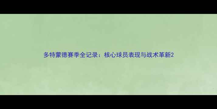 图片 多特蒙德赛季全记录：核心球员表现与战术革新2