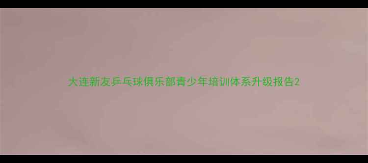 图片 大连新友乒乓球俱乐部青少年培训体系升级报告2