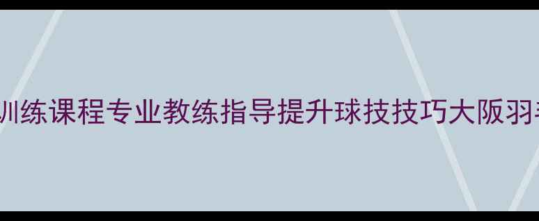 图片 大阪羽毛球训练课程专业教练指导提升球技技巧大阪羽毛球俱乐部1