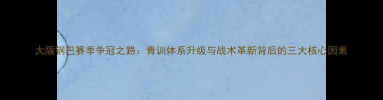 图片 大阪钢巴赛季争冠之路：青训体系升级与战术革新背后的三大核心因素