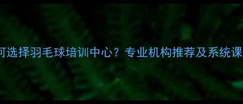 图片 如何选择羽毛球培训中心？专业机构推荐及系统课程2