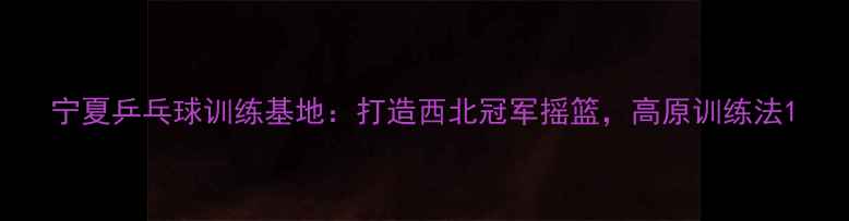 图片 宁夏乒乓球训练基地：打造西北冠军摇篮，高原训练法1