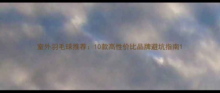 图片 室外羽毛球推荐：10款高性价比品牌避坑指南1
