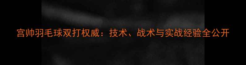图片 宫帅羽毛球双打权威：技术、战术与实战经验全公开