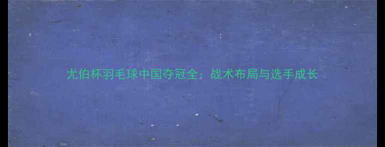 图片 尤伯杯羽毛球中国夺冠全：战术布局与选手成长