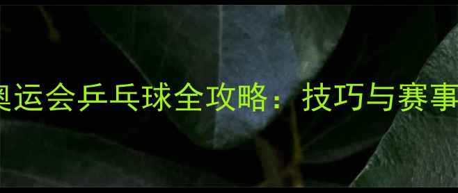 图片 巴黎奥运会乒乓球全攻略：技巧与赛事前瞻2