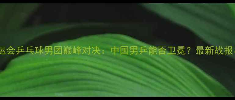 图片 巴黎奥运会乒乓球男团巅峰对决：中国男乒能否卫冕？最新战报与看点1