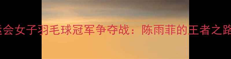 图片 巴黎奥运会女子羽毛球冠军争夺战：陈雨菲的王者之路与技术1