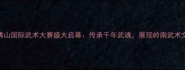 图片 广东佛山国际武术大赛盛大启幕：传承千年武魂，展现岭南武术文化新