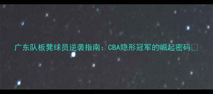 图片 广东队板凳球员逆袭指南：CBA隐形冠军的崛起密码💥