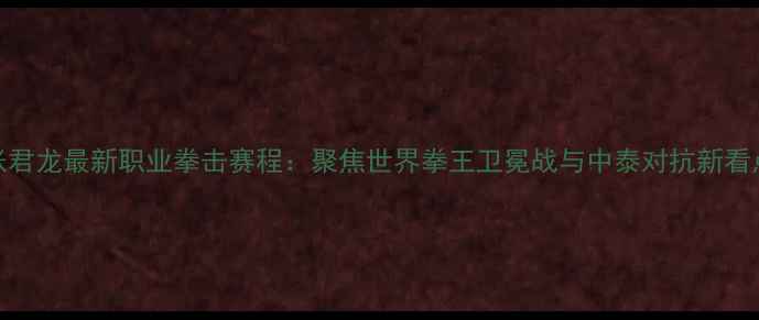 图片 张君龙最新职业拳击赛程：聚焦世界拳王卫冕战与中泰对抗新看点