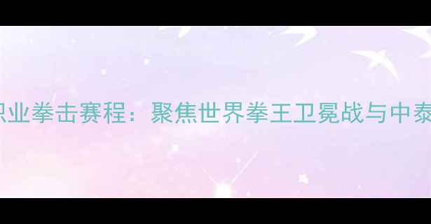 图片 张君龙最新职业拳击赛程：聚焦世界拳王卫冕战与中泰对抗新看点1