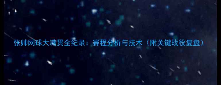 图片 张帅网球大满贯全纪录：赛程分析与技术（附关键战役复盘）