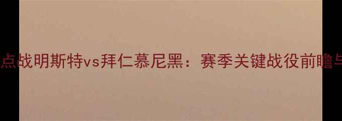 图片 德甲焦点战明斯特vs拜仁慕尼黑：赛季关键战役前瞻与深度2