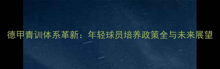 图片 德甲青训体系革新：年轻球员培养政策全与未来展望