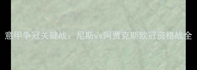 图片 意甲争冠关键战：尼斯vs阿贾克斯欧冠资格战全