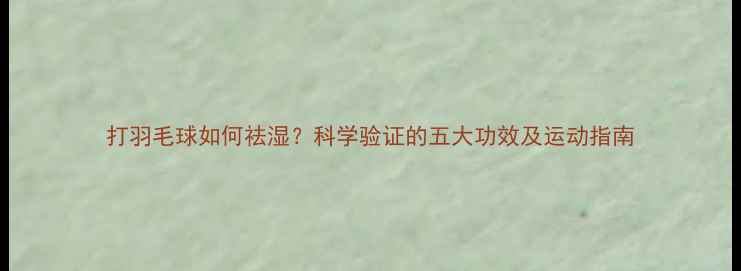 图片 打羽毛球如何祛湿？科学验证的五大功效及运动指南