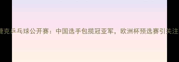 图片 捷克乒乓球公开赛：中国选手包揽冠亚军，欧洲杯预选赛引关注1