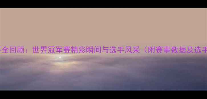 图片 搏击赛事全回顾：世界冠军赛精彩瞬间与选手风采（附赛事数据及选手专访）1