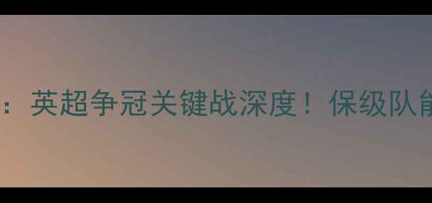 图片 斯旺西vs伯恩利：英超争冠关键战深度！保级队能否爆冷抢分？1