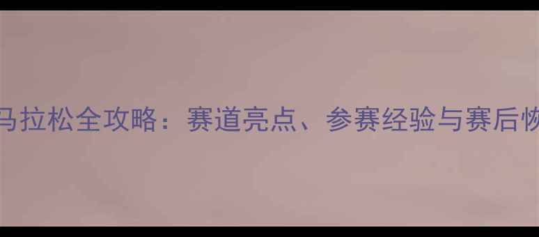 图片 新加坡马拉松全攻略：赛道亮点、参赛经验与赛后恢复指南