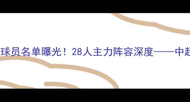 图片 新疆雪豹赛季球员名单曝光！28人主力阵容深度——中超新军实力大2