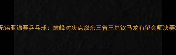 图片 无锡亚锦赛乒乓球：巅峰对决点燃东三省王楚钦马龙有望会师决赛2