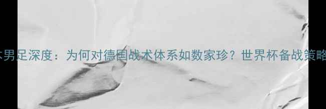 图片 日本男足深度：为何对德国战术体系如数家珍？世界杯备战策略全1