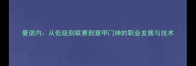 图片 曼诺内：从低级别联赛到意甲门神的职业发展与技术
