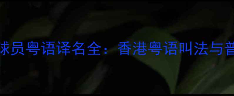 图片 最新版！足球球员粤语译名全：香港粤语叫法与普通话差异指南
