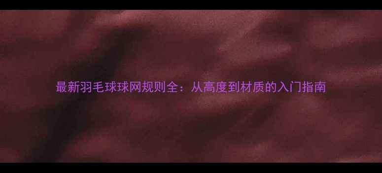 图片 最新羽毛球球网规则全：从高度到材质的入门指南