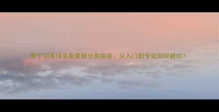 图片 李宁羽毛球装备最新分类指南：从入门到专业如何避坑？