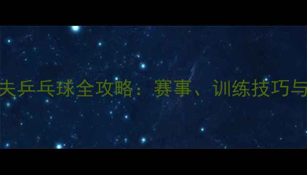 图片 杜塞尔多夫乒乓球全攻略：赛事、训练技巧与球迷指南