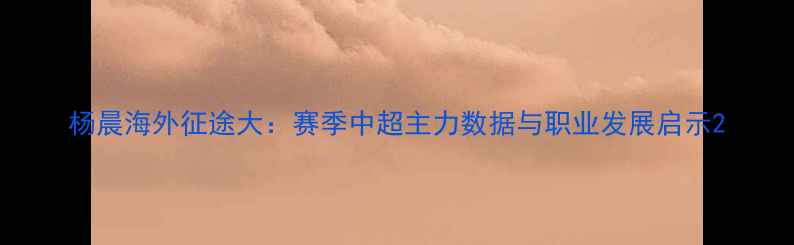 图片 杨晨海外征途大：赛季中超主力数据与职业发展启示2