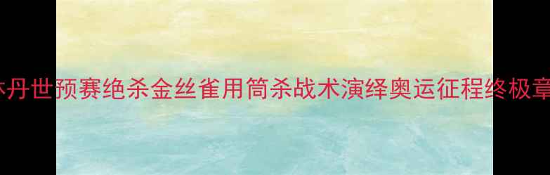 图片 林丹世预赛绝杀金丝雀用筒杀战术演绎奥运征程终极章1